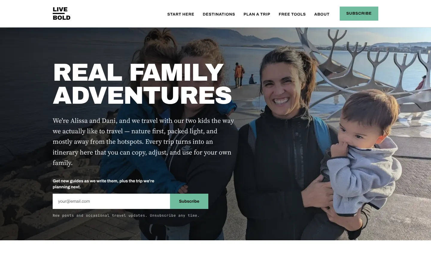 Live Bold, Travel More homepage